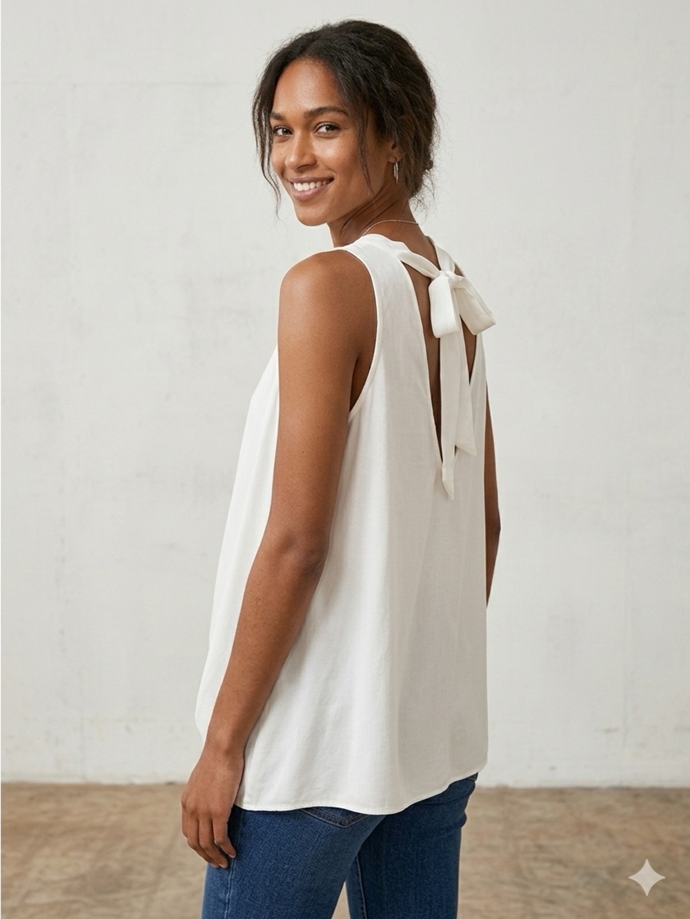 Reitmans White Sleeveless Tie-Back Tank Top Plus Size XXL